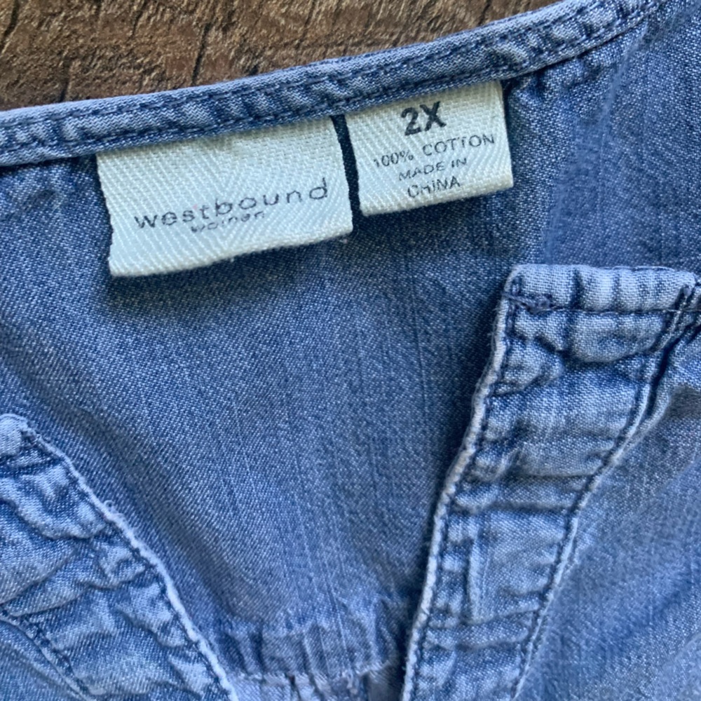 Westbound Blue Blouse with Floral Embroidery - Picture 6 of 10